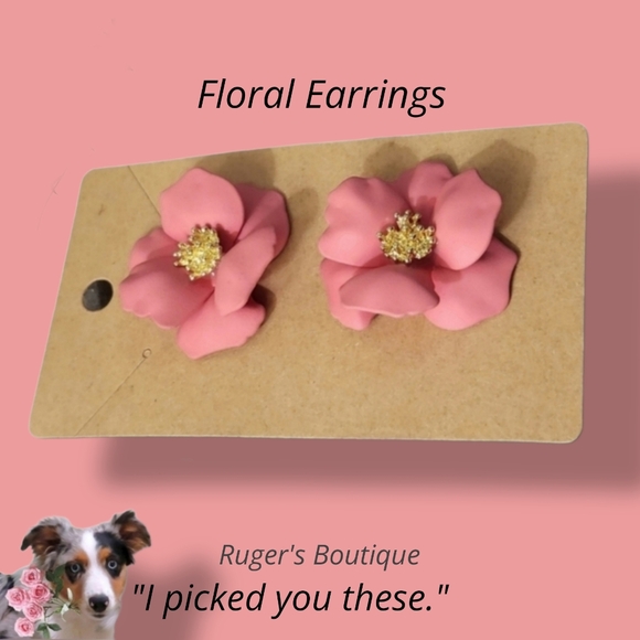 🌿Gorgeous Women's Flower Earrings Coral Color- Just Beautiful! - Picture 10 of 11